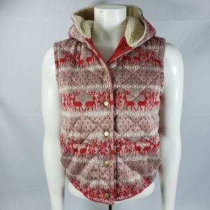 Free People quilted hooded vest jacket sz small